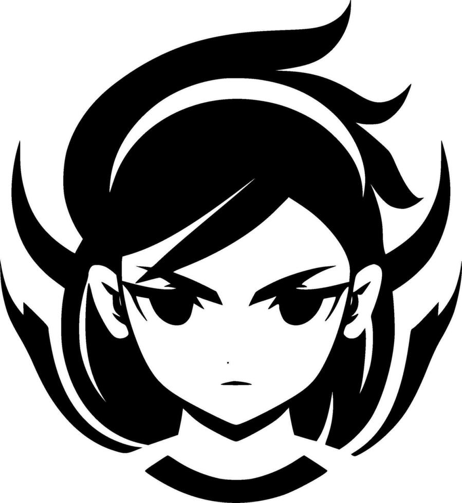 anime - svart och vit isolerat ikon - vektor illustration