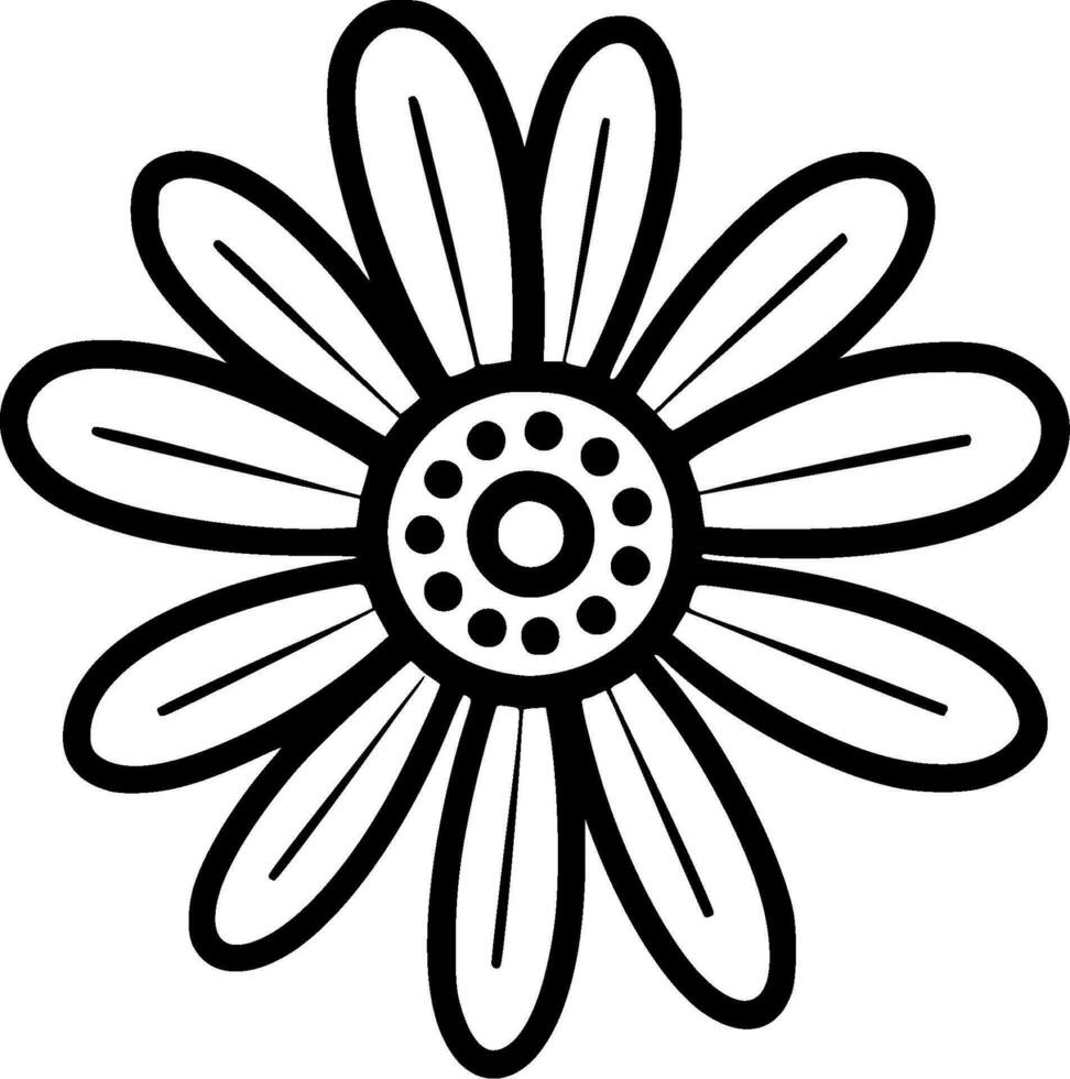 Gänseblümchen - - schwarz und Weiß isoliert Symbol - - Vektor Illustration