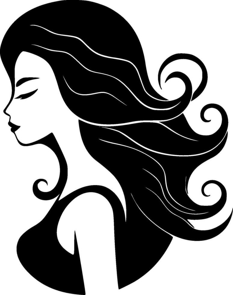 sjöjungfru, svart och vit vektor illustration