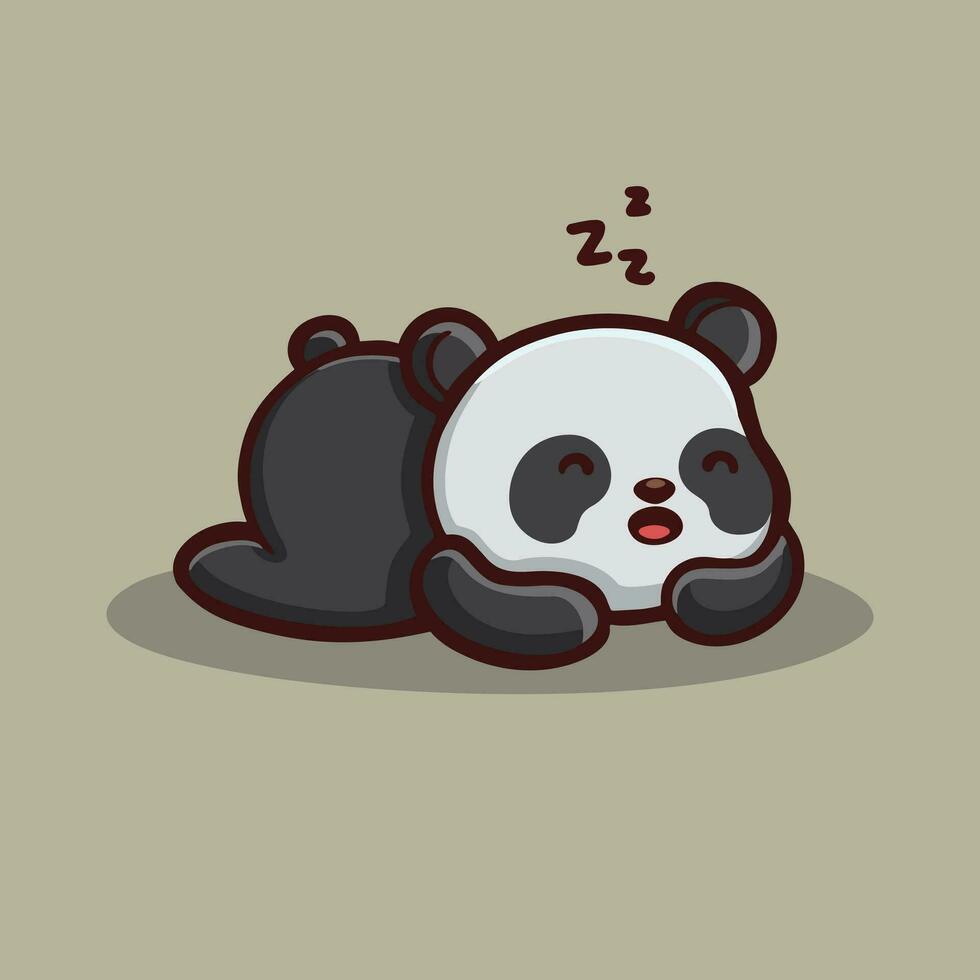 niedliche panda schlafende karikaturillustration vektor