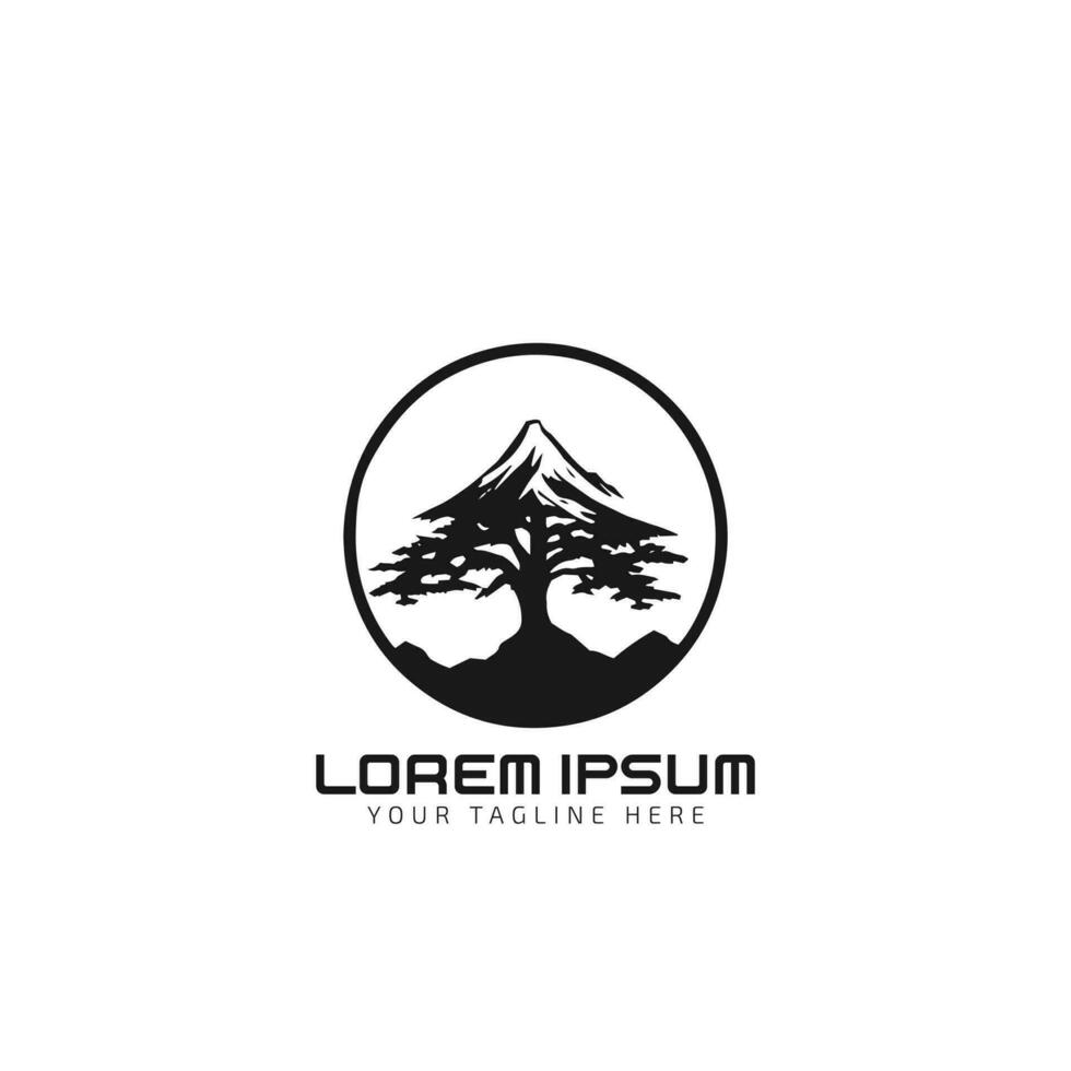 Baum Logo Vektor, Silhouette, Wald Illustration, Berge, Baum oder Berg Design, Kiefer Bäume vektor