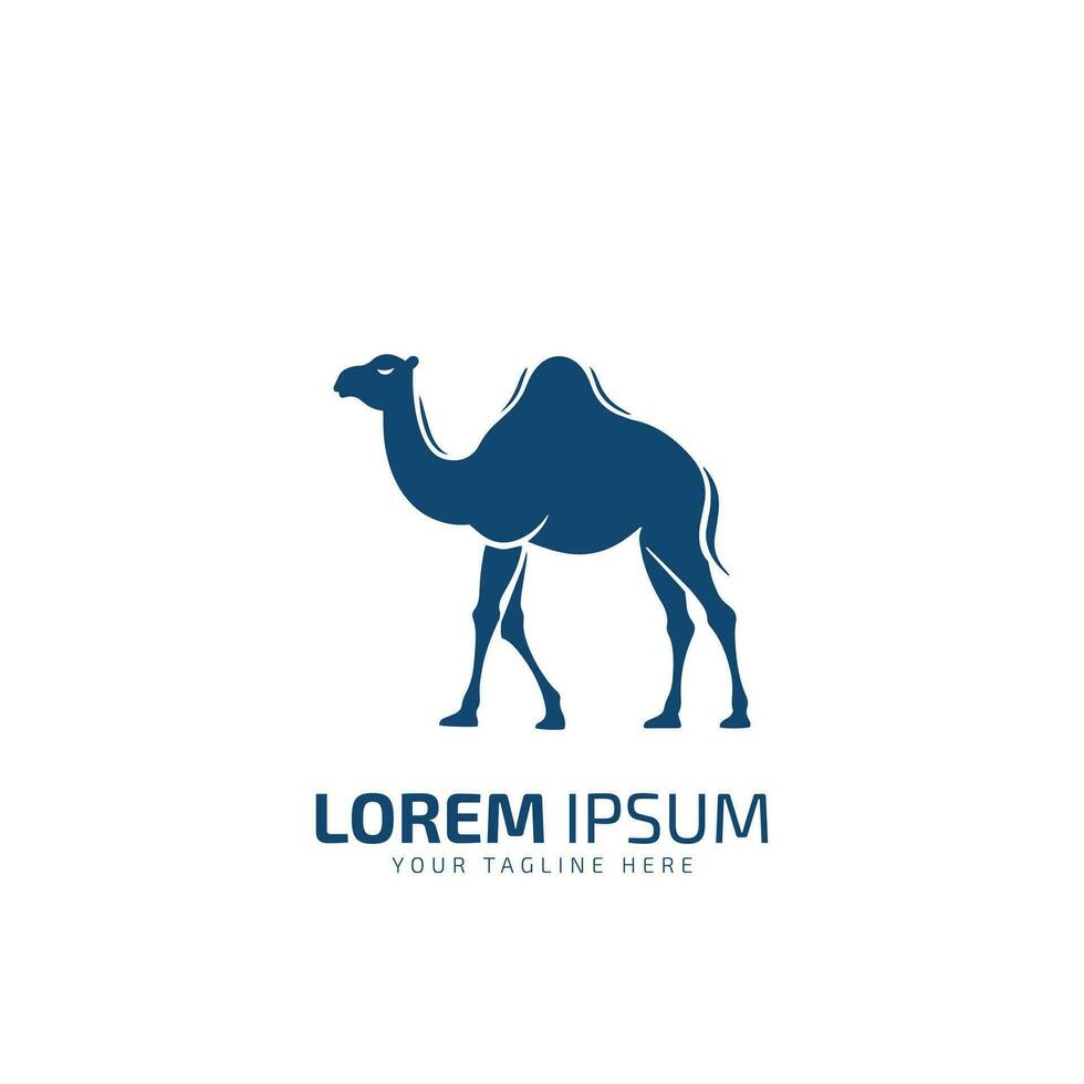 kamel symbol isolerat blå kamel på vit bakgrund. vektor design mall för logotyp, emblem.