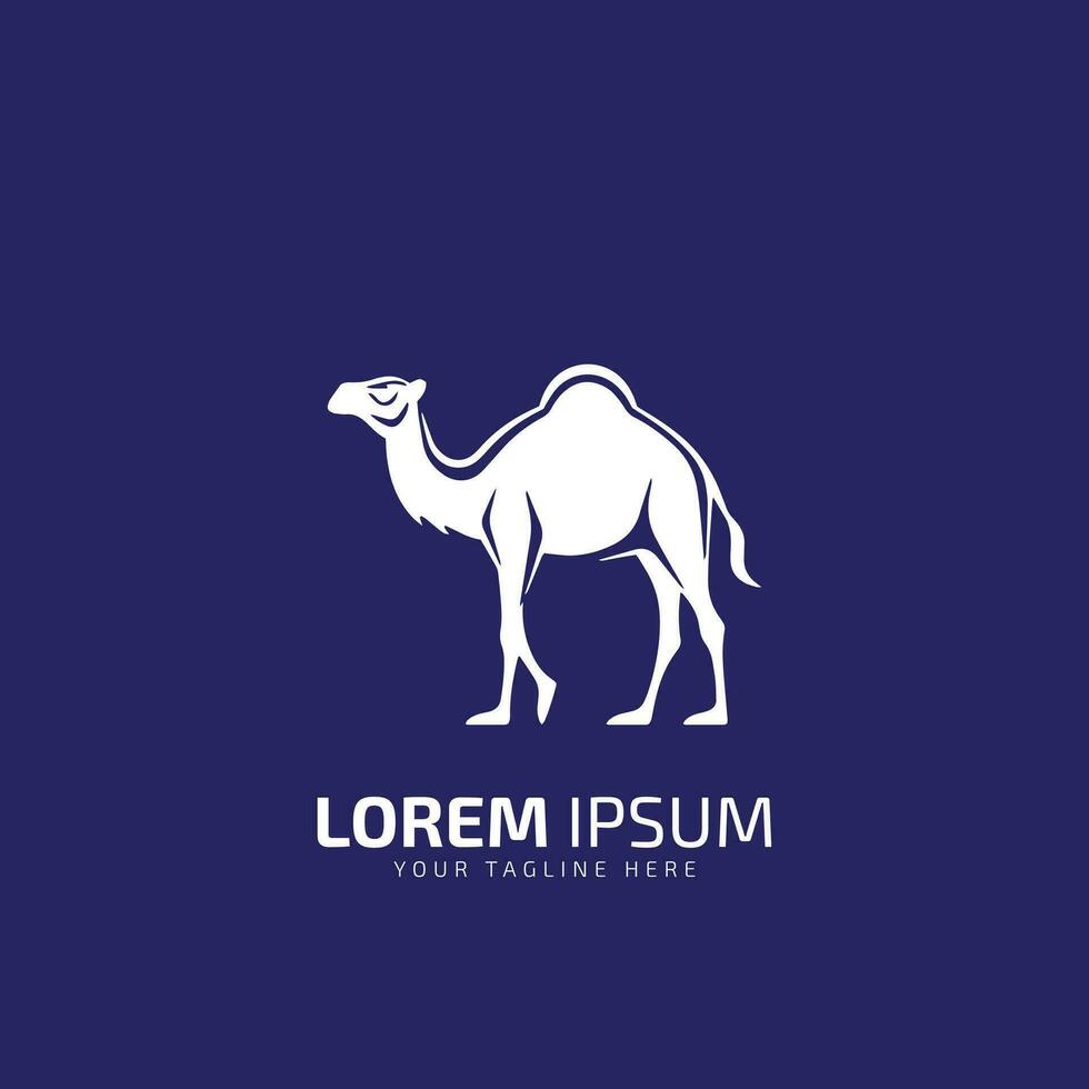 vit kamel illustration djur- logotyp silhuett vektor ikon design på blå bakgrund