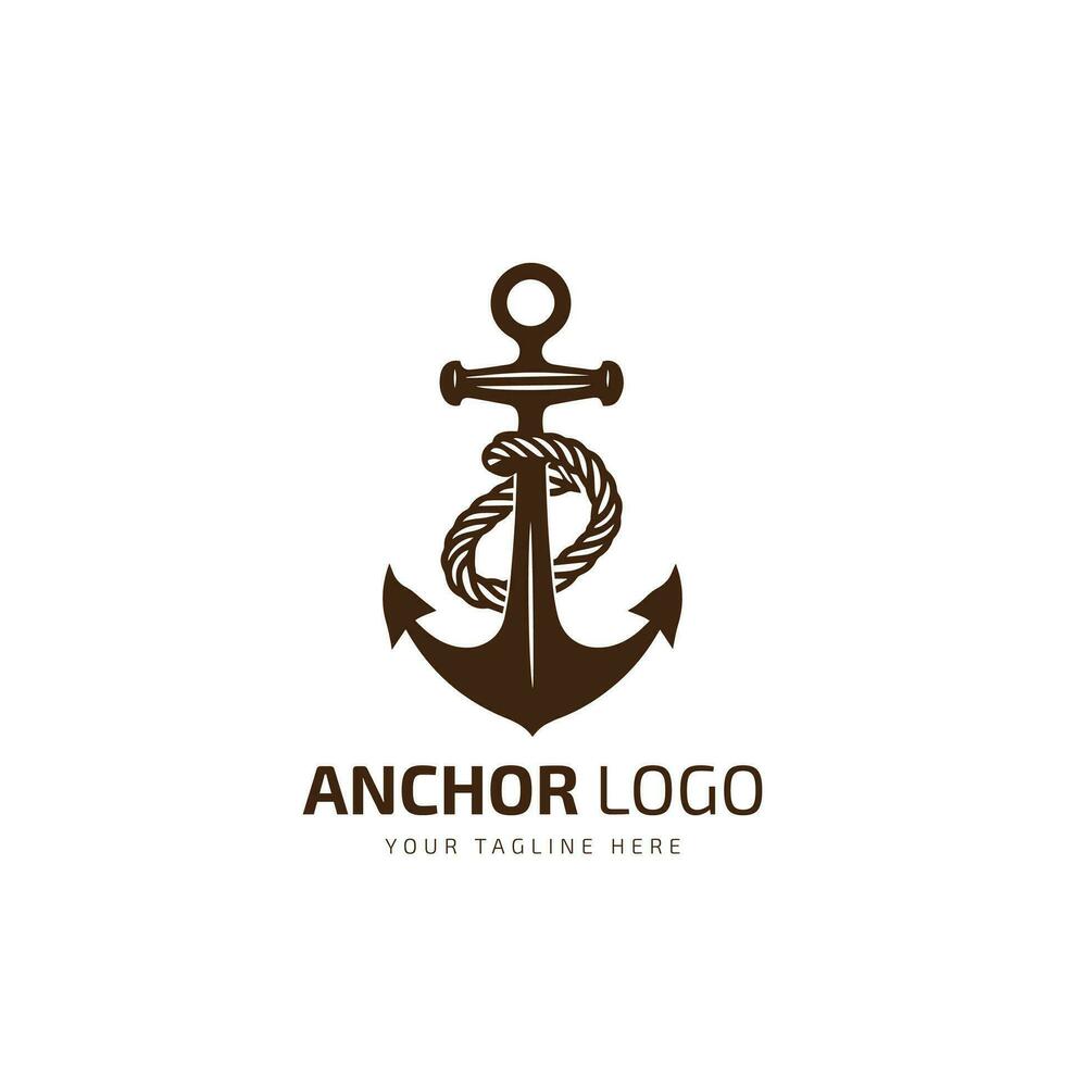 Anker Vektor Illustration, einfarbig Meer Anker Symbol isoliert auf Weiß Hintergrund. einfach gestalten zum Design Logo, Emblem, Symbol, Zeichen, Abzeichen, Etikett, Briefmarke.