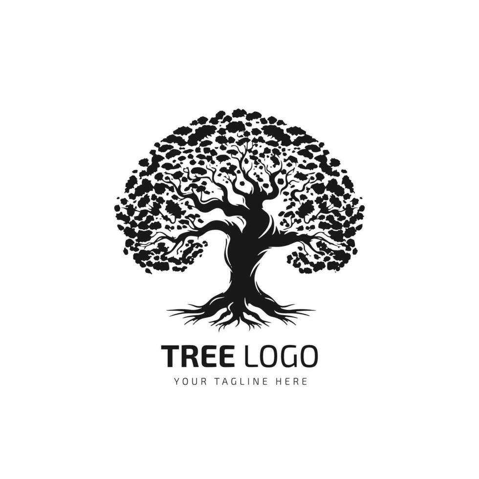 skog logotyp vektor, silhuett, skog illustration, träd design, tall träd vektor