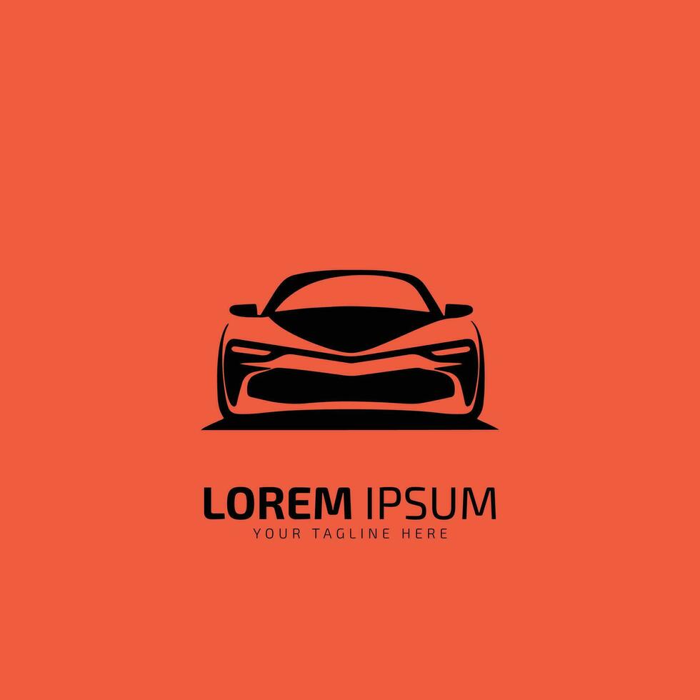 Auto Stil Auto Logo Design Fahrzeug Symbol Silhouette auf Orange Hintergrund. Vektor Illustration. Auto Silhouette