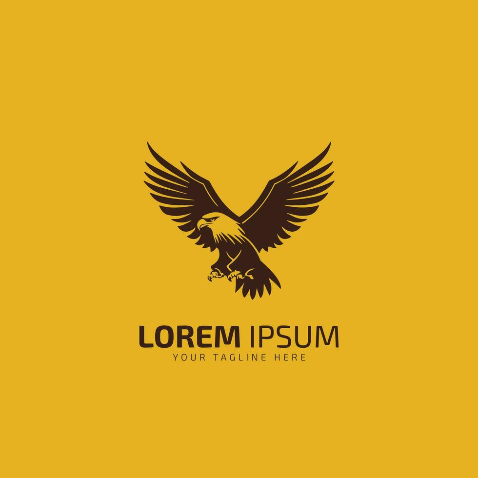 Örn flygande logotyp vektor fågel design mall silhuett isolerat på gul bakgrund.