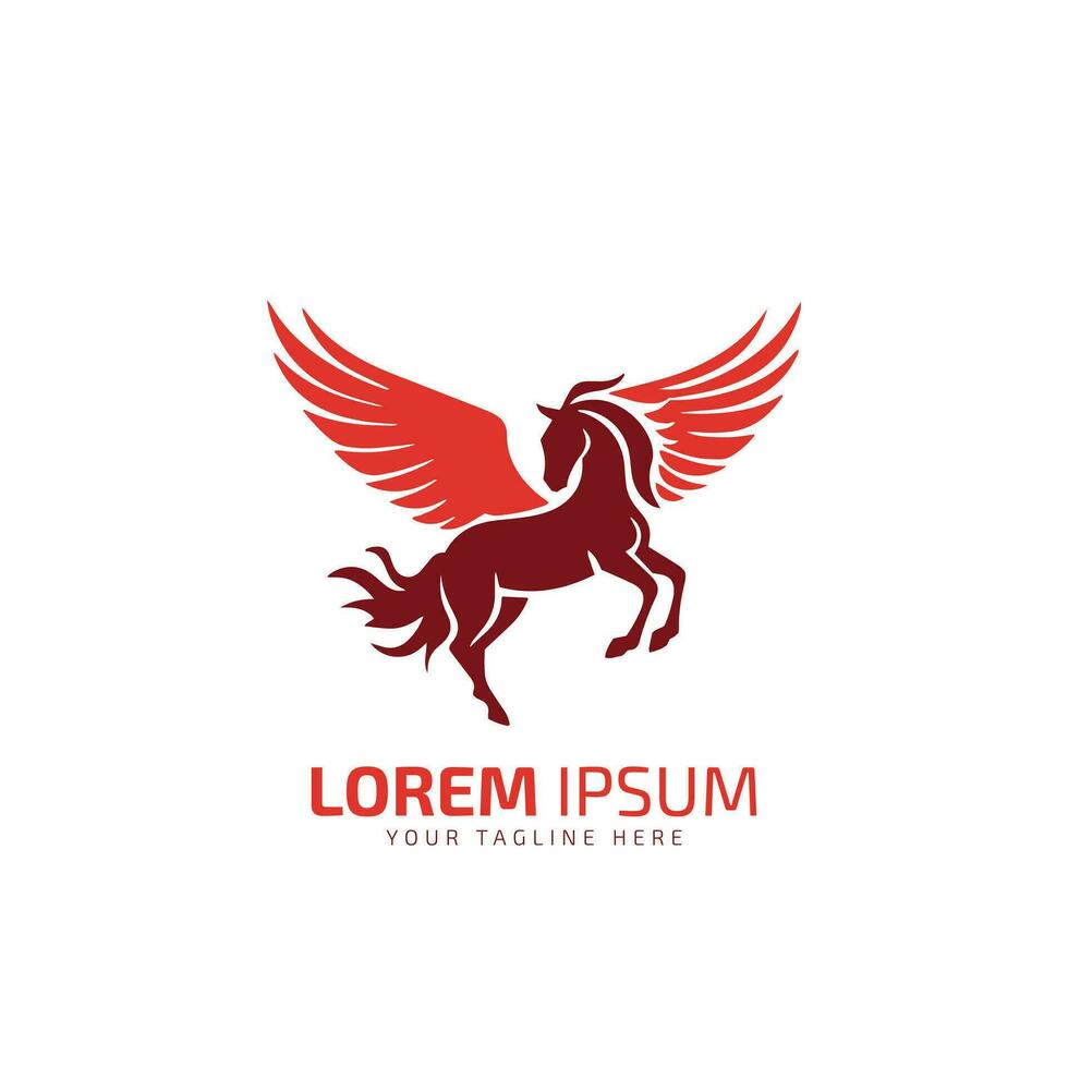flygande häst logotyp, flygande häst ikon, vektor illustration färgrik isolerat röd häst på vit bakgrund.