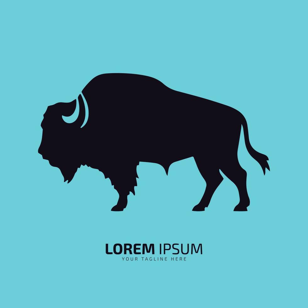 tjur logotyp ikon silhuett bison, oxe logotyp symbol tjur vektor illustration buffel logotyp vektor silhuett isolerat svart tjur