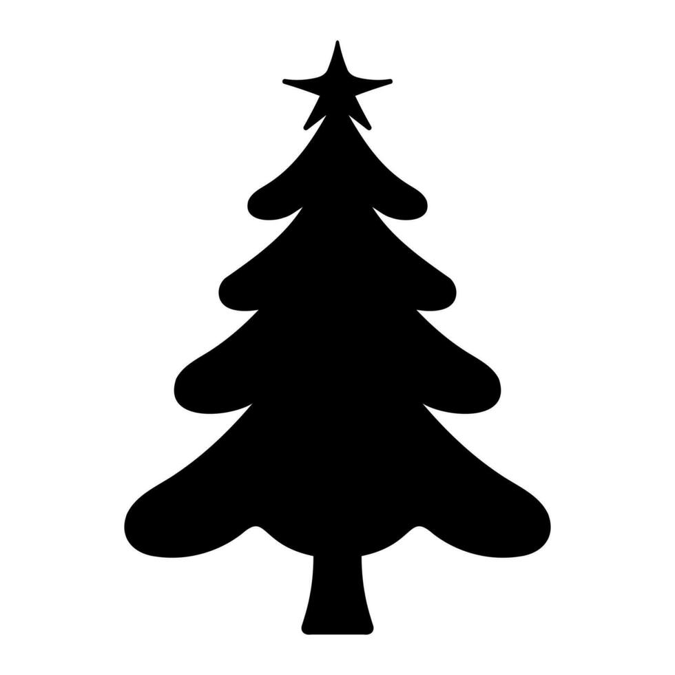 schwarz Silhouette von Weihnachten Baum. Tanne Baum schwarz Symbol isoliert auf Weiß Hintergrund. vektor