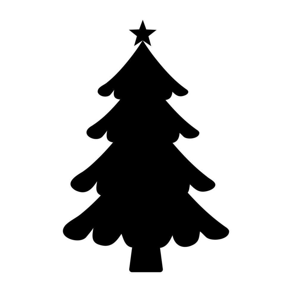 schwarz Silhouette von Weihnachten Baum. Tanne Baum schwarz Symbol isoliert auf Weiß Hintergrund. vektor