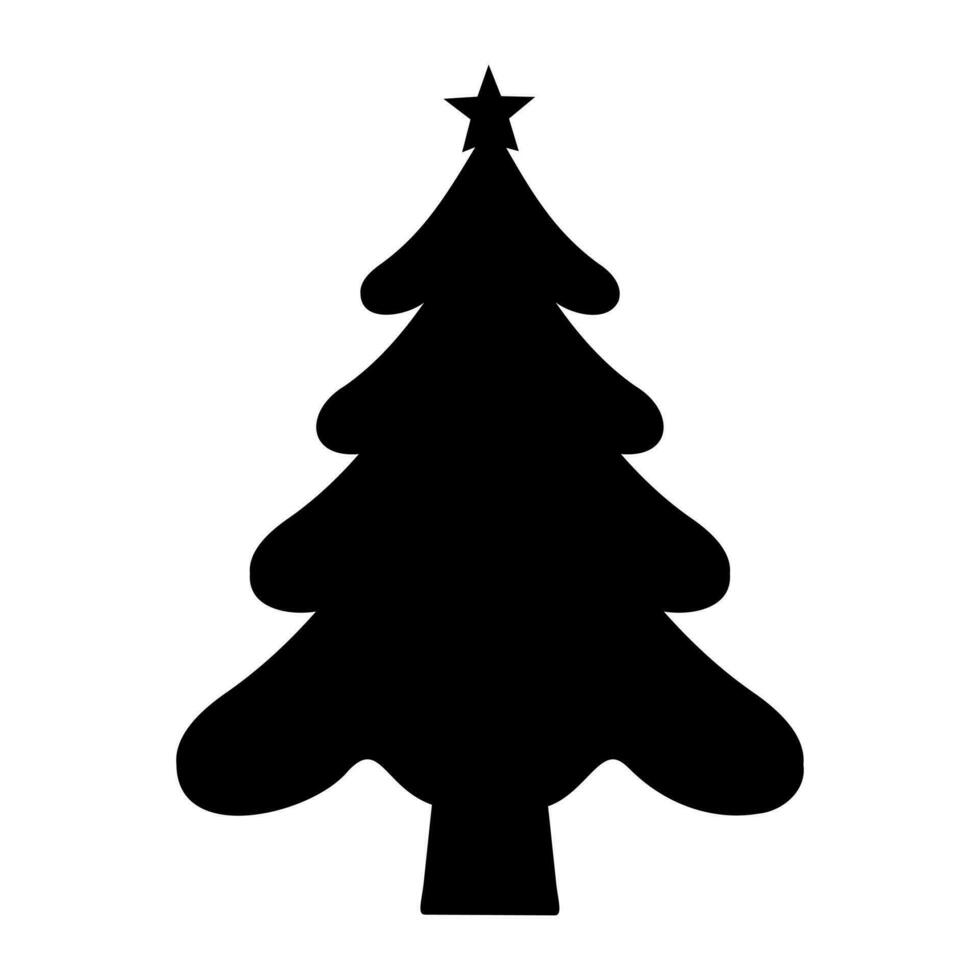 schwarz Silhouette von Weihnachten Baum. Tanne Baum schwarz Symbol isoliert auf Weiß Hintergrund. vektor