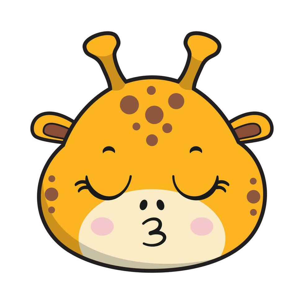 Giraffe küssen Gesicht Aufkleber Emoticon Kopf isoliert vektor