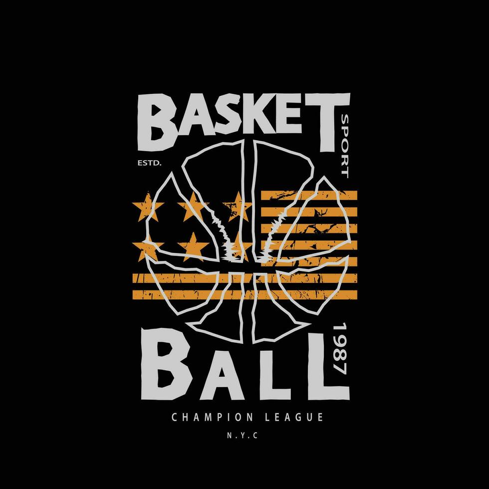 basketillustration typografi. sport typografi, t-shirt design, affisch, baner, flygblad, skriva ut och vykort vektor