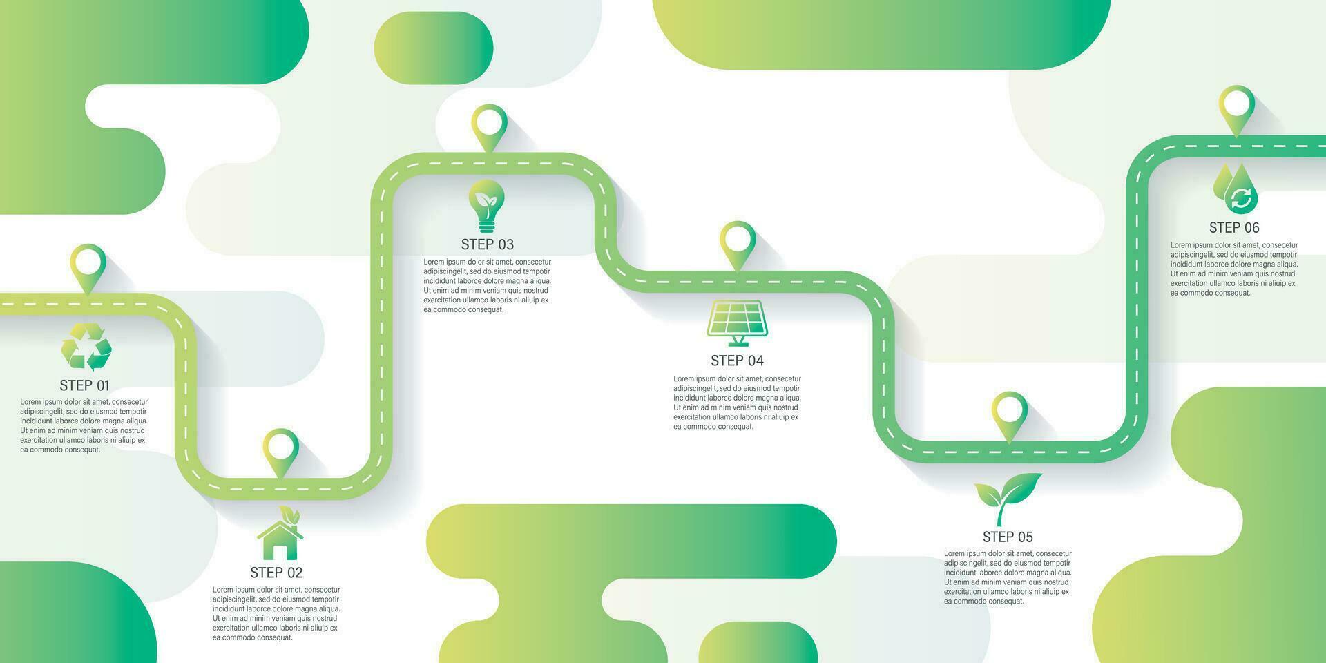 väg Karta ekologi infographics mall. spara energi och miljö begrepp. kan vara Begagnade för bearbeta, presentationer, layout, banner, infographic. vektor illustration i platt stil modern design.