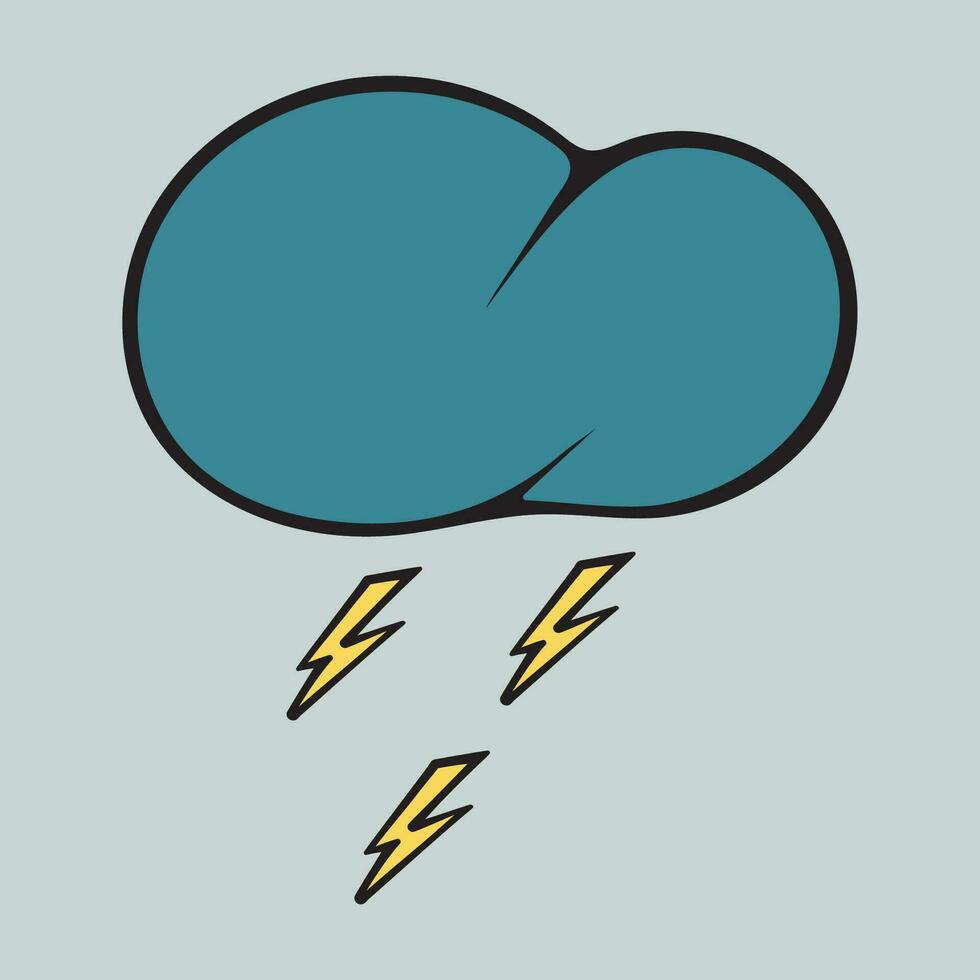 Grafik Vektor Illustration von ein Wolke mit Blitz auf ein grau Hintergrund.