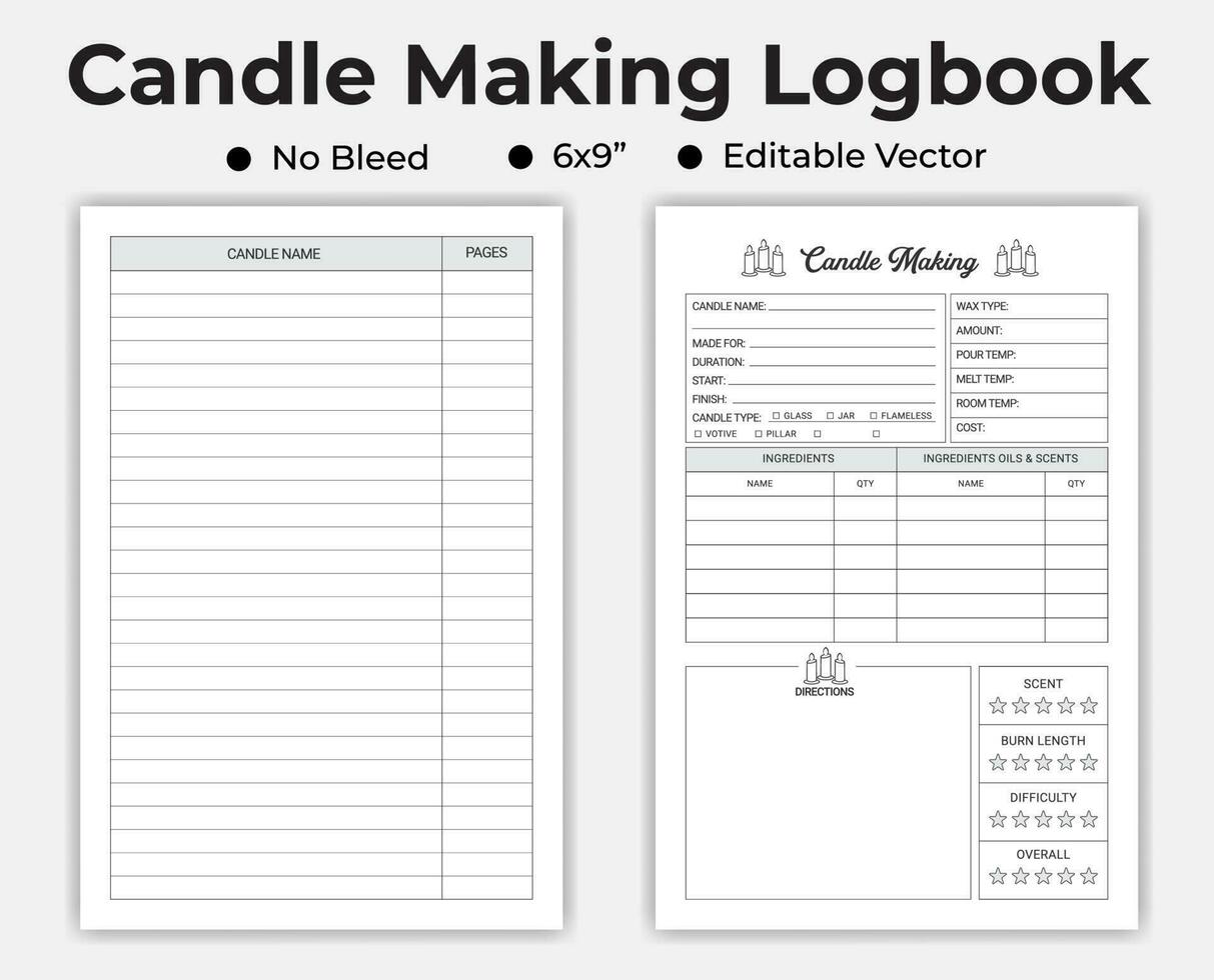 Kerze Herstellung Logbuch oder Notizbuch vektor