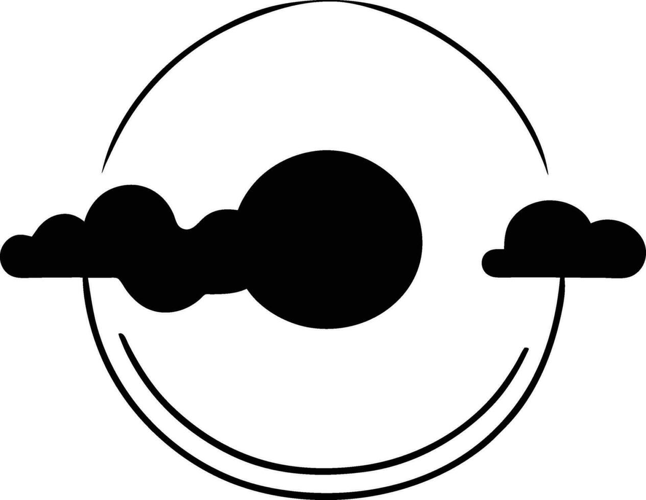 Sonne Symbol schwarz Gliederung Zeichnung oder Gekritzel Logo Sonnenlicht Zeichen Symbol Wetter Wolken Element Karikatur Stil Vektor Illustration