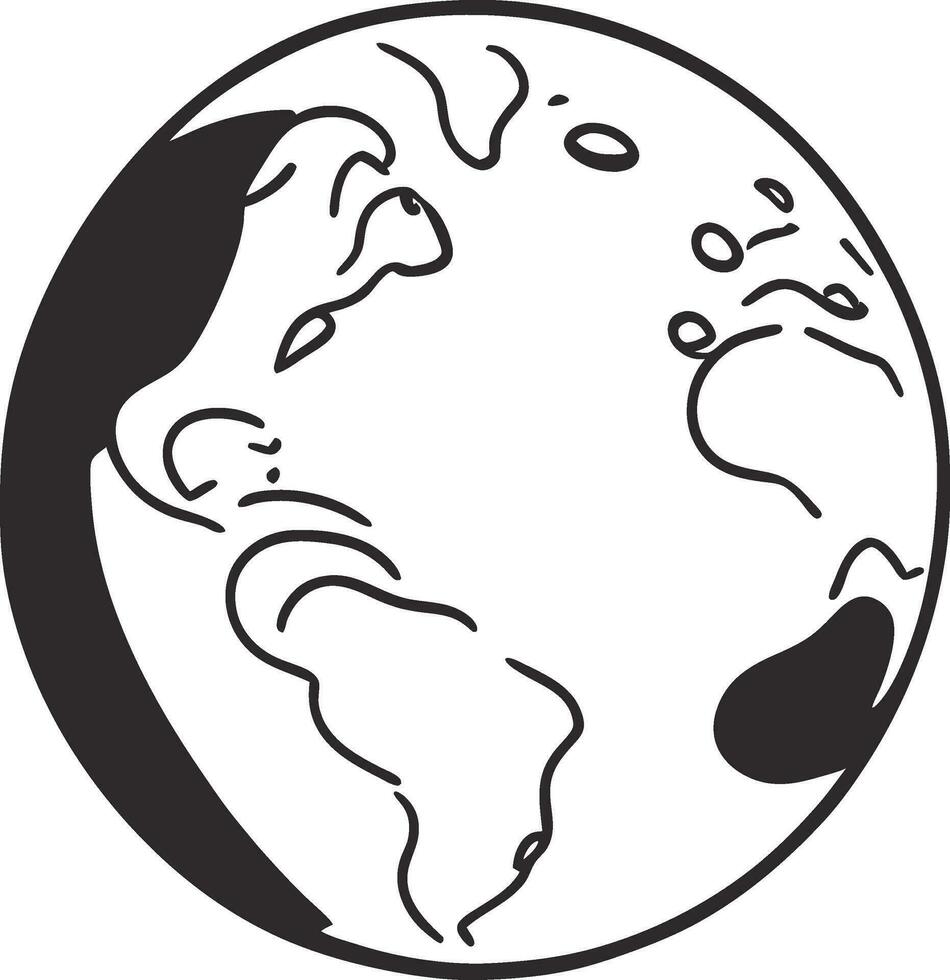 Öko Erde Planet Symbol Gekritzel schwarz Kreis von Globus Welt Umgebung Tag Hand zeichnen Gliederung Logo Konzept Vektor Illustration