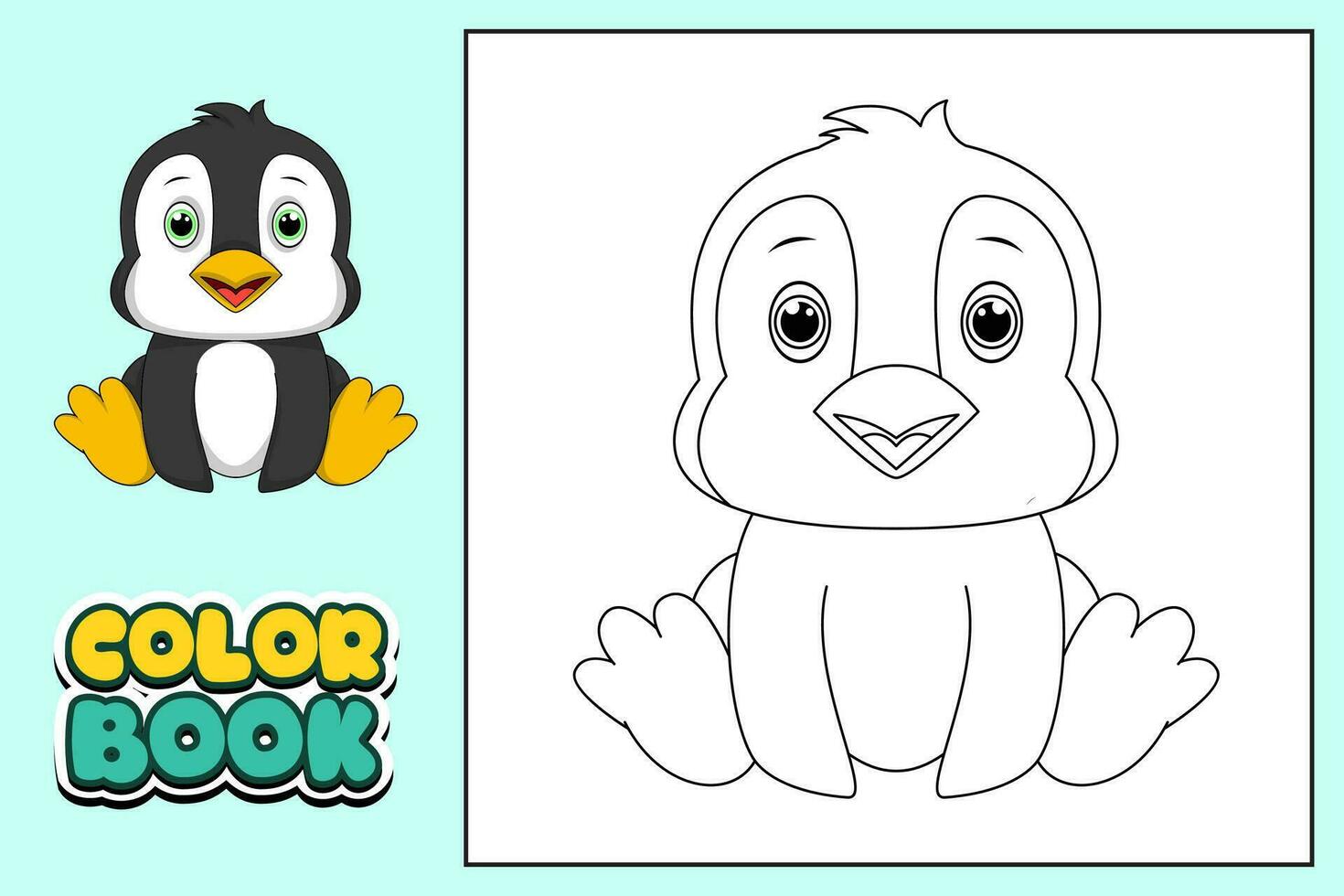 färg bok för barn pingvin vektor