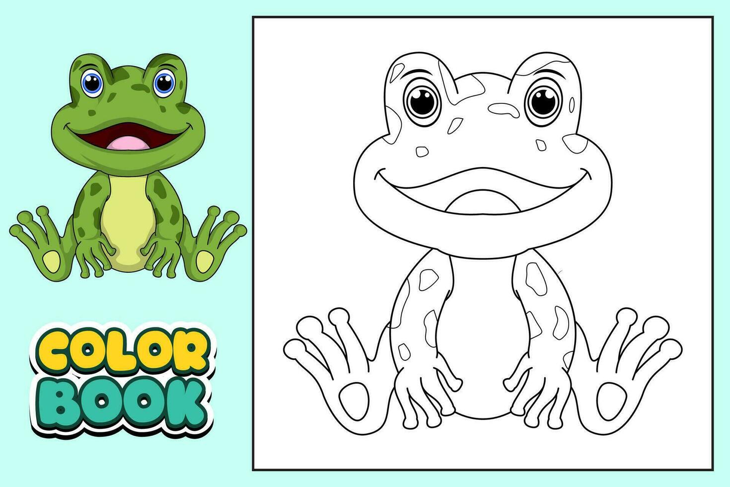 Färbung Buch zum Kinder Frosch Vektor