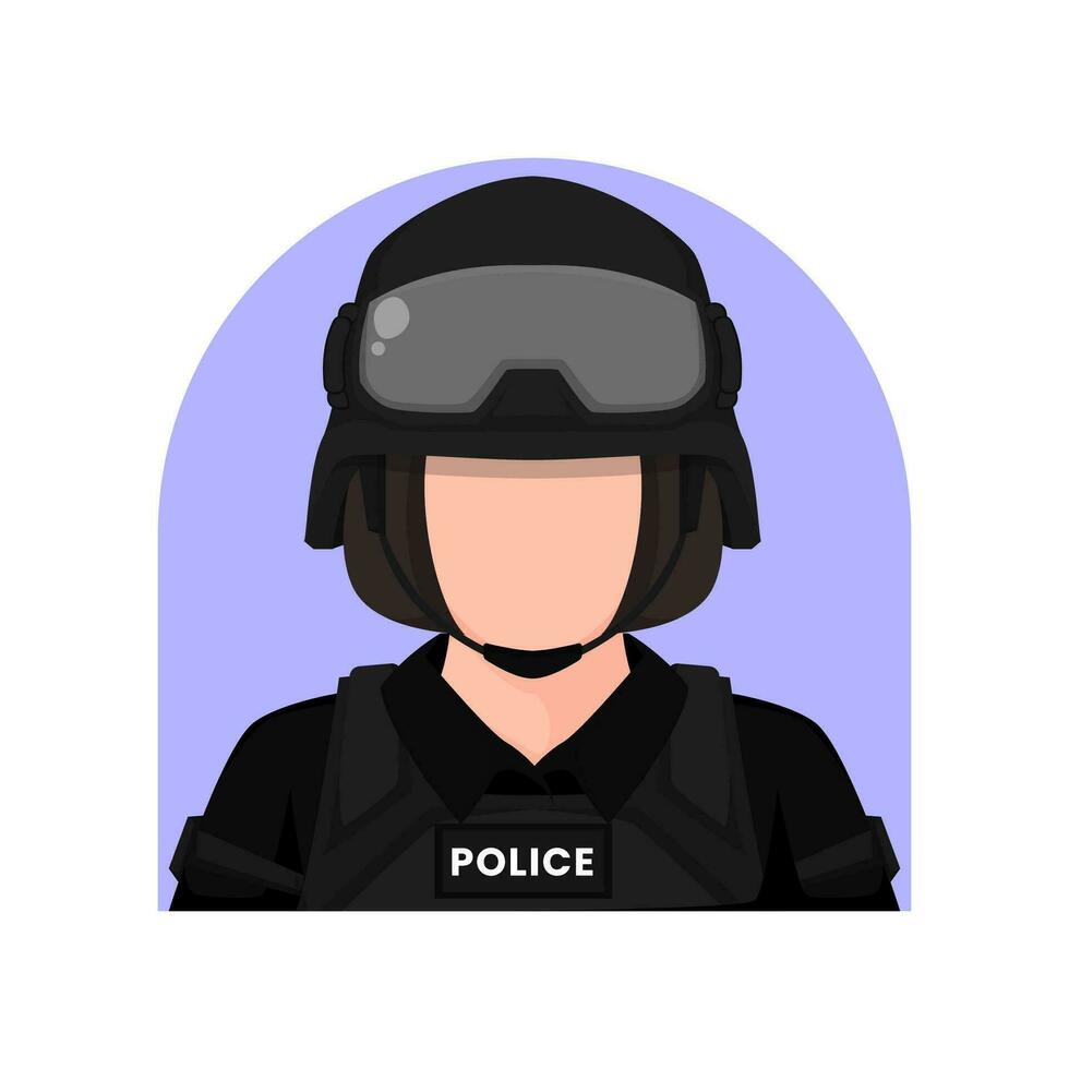 Polizei Frau Karikatur und Polizei Symbol. Illustration Vektor Design