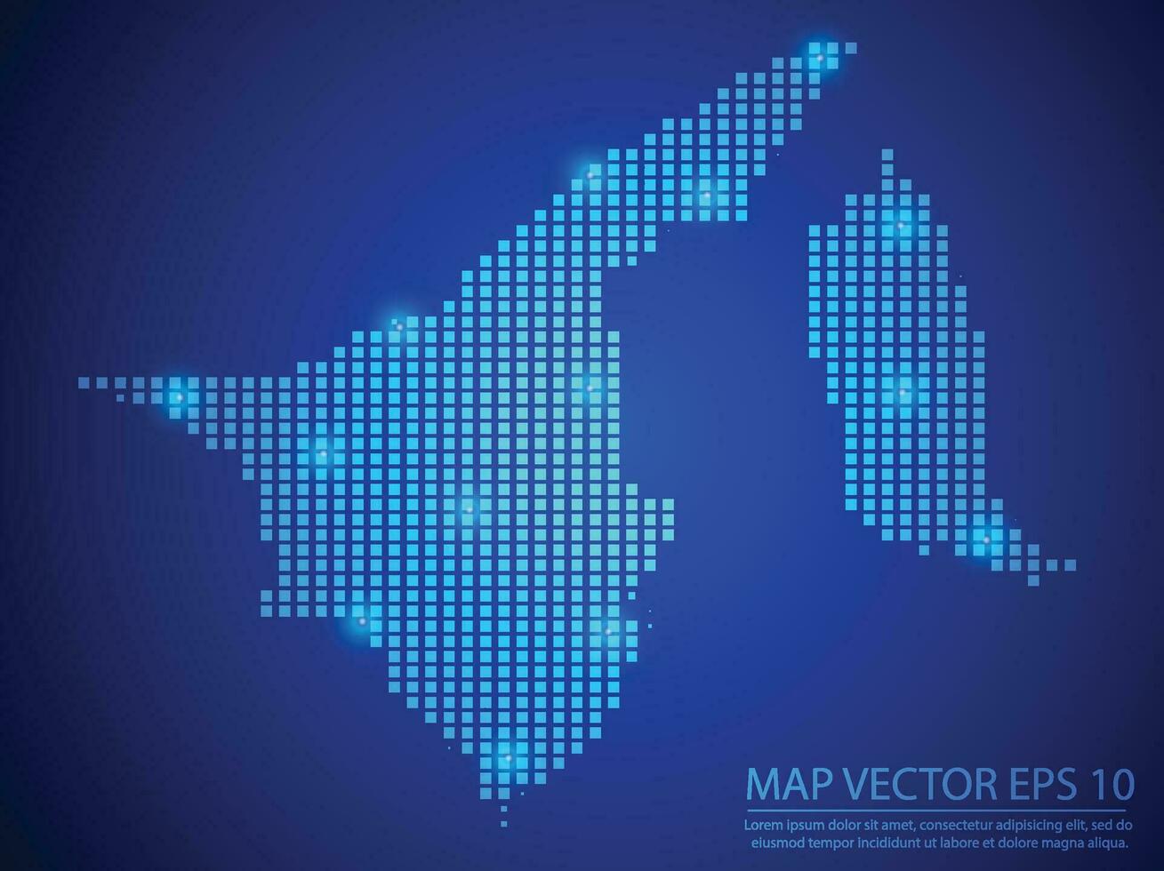 Platz Punkt Karte Blau Farbe, brunei Darussalam Karte mit Licht auf Blau Hintergrund vektor