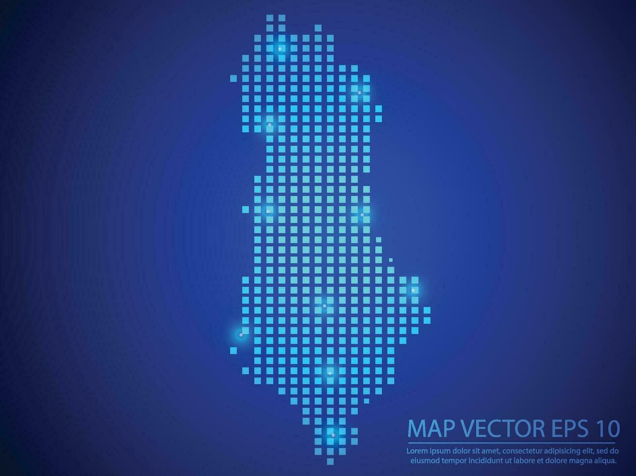 fyrkant punkt Karta blå färg, Albanien Karta med ljus på blå bakgrund vektor