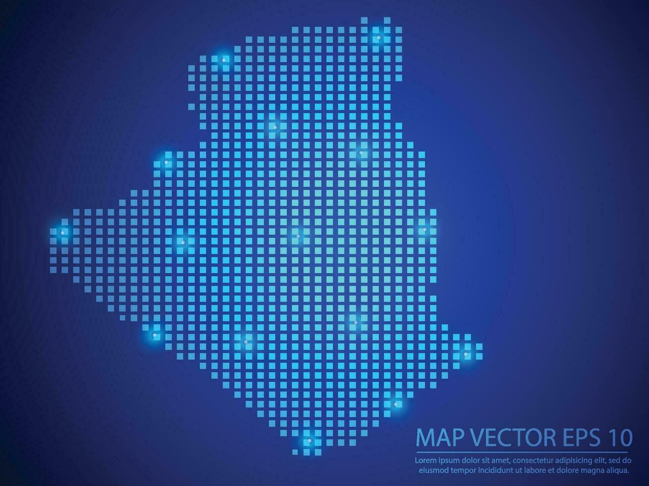 Platz Punkt Karte Blau Farbe, Algerien Karte mit Licht auf Blau Hintergrund vektor