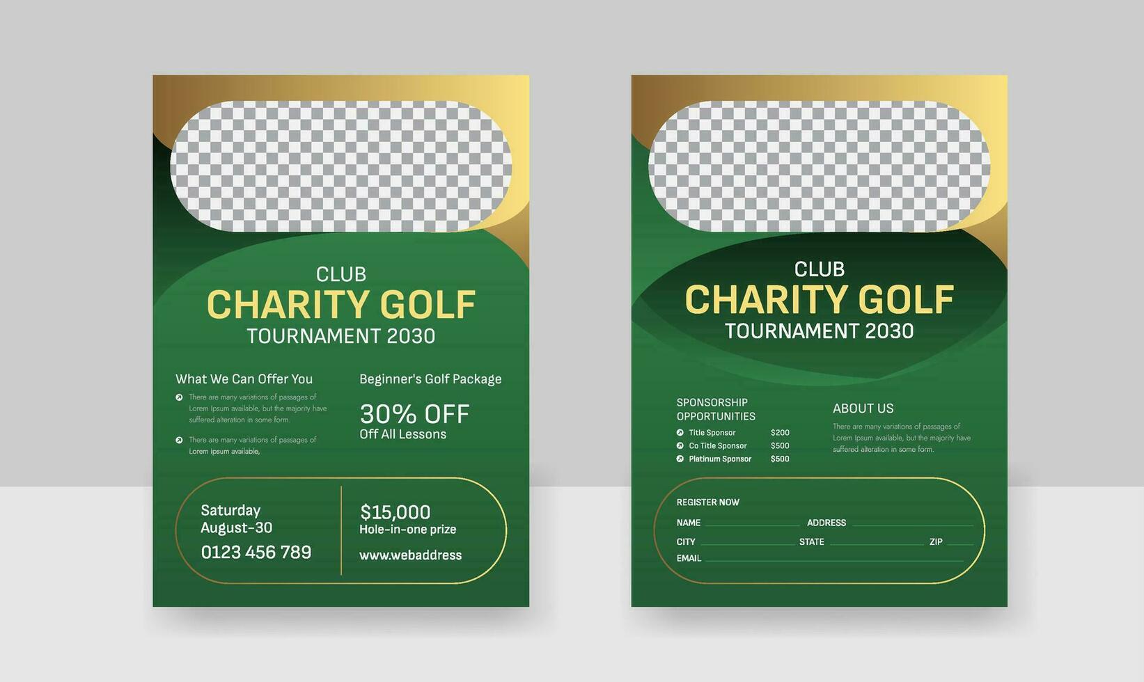 Golf Turnier Flyer Vorlage, Sport doppelt Seite Flyer zum Golf Vektor Illustration eps