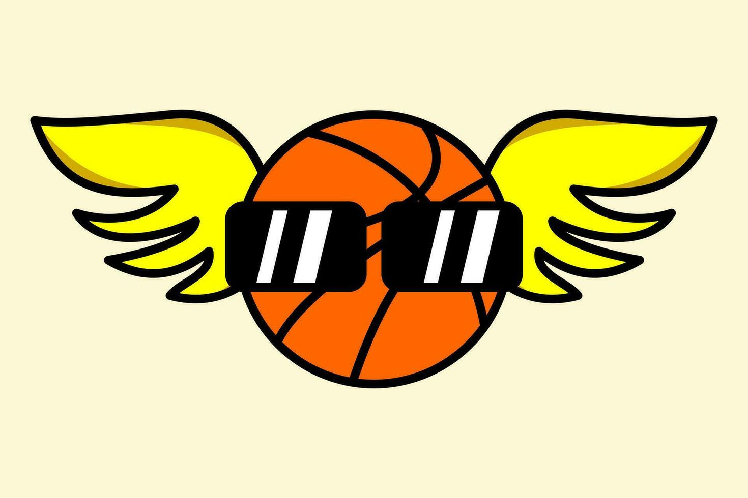 basketboll illustration slitna glasögon och ha två vingar vektor