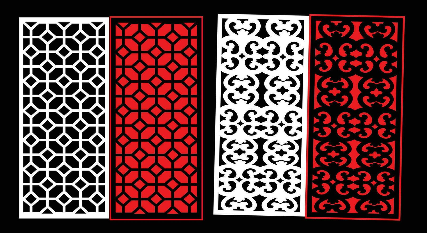 dekorativ Mauer Paneele einstellen jali Design cnc Muster, Laser- Schneiden Muster, Router CNC-Schneiden. vektor