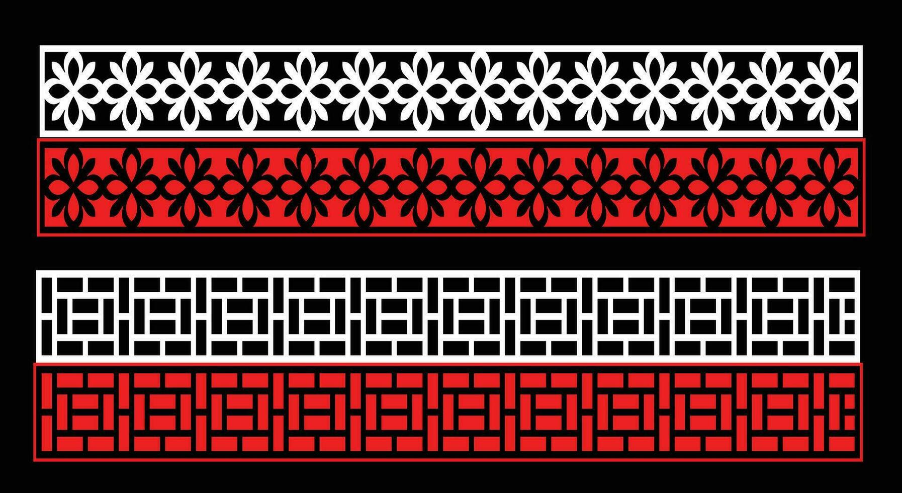 dekorativ vägg paneler uppsättning Jali design cnc mönster, laser skärande mönster, router skärande. vektor