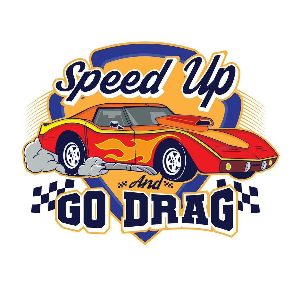 Drag Car Racing Vector Illustration, perfekt für T-Shirt-Design und Wettbewerbs-Logo-Design