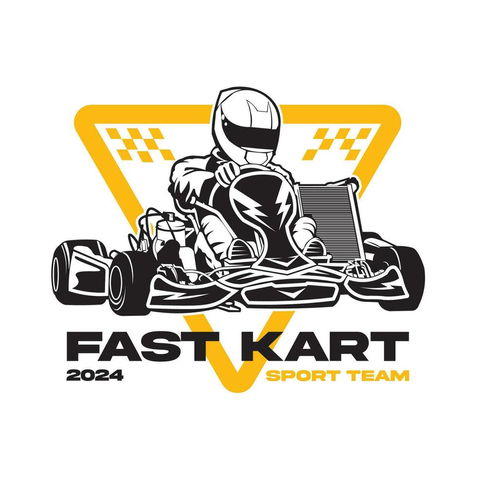 gehen Kart Rennen Vektor Illustration im bunt Design, gut zum Veranstaltung Logo ebenfalls t Hemd und Rennen Mannschaft Logo