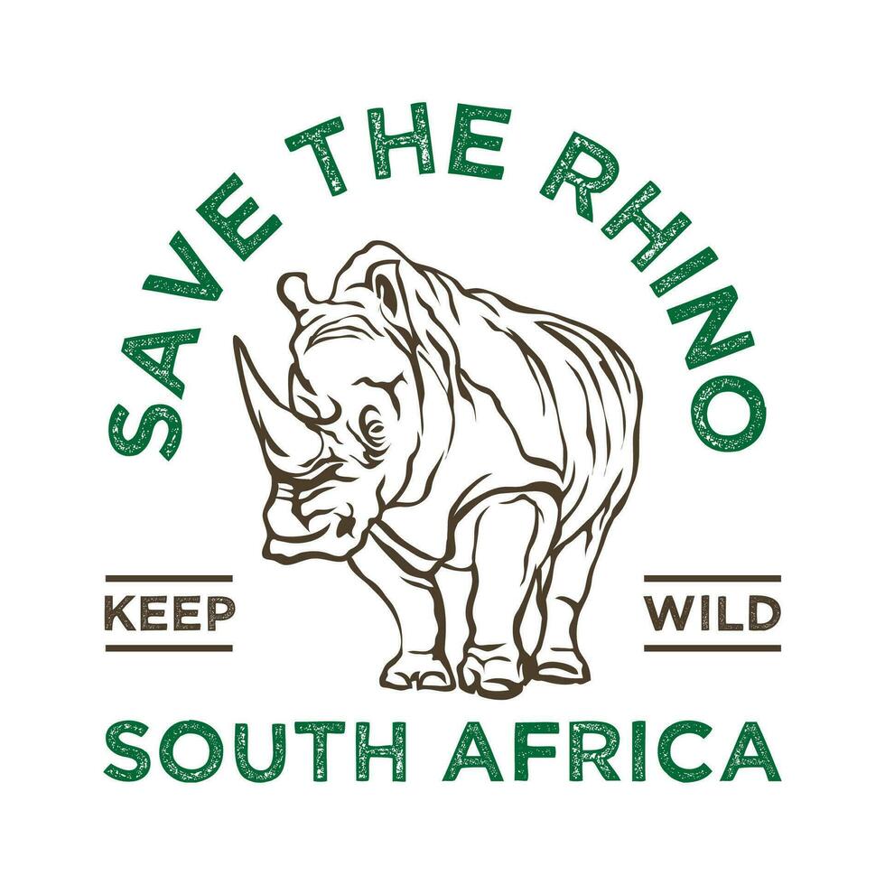 afrikansk noshörning vektor illustration, perfekt för t skjorta design vilda djur och växter spara noshörning kampanj