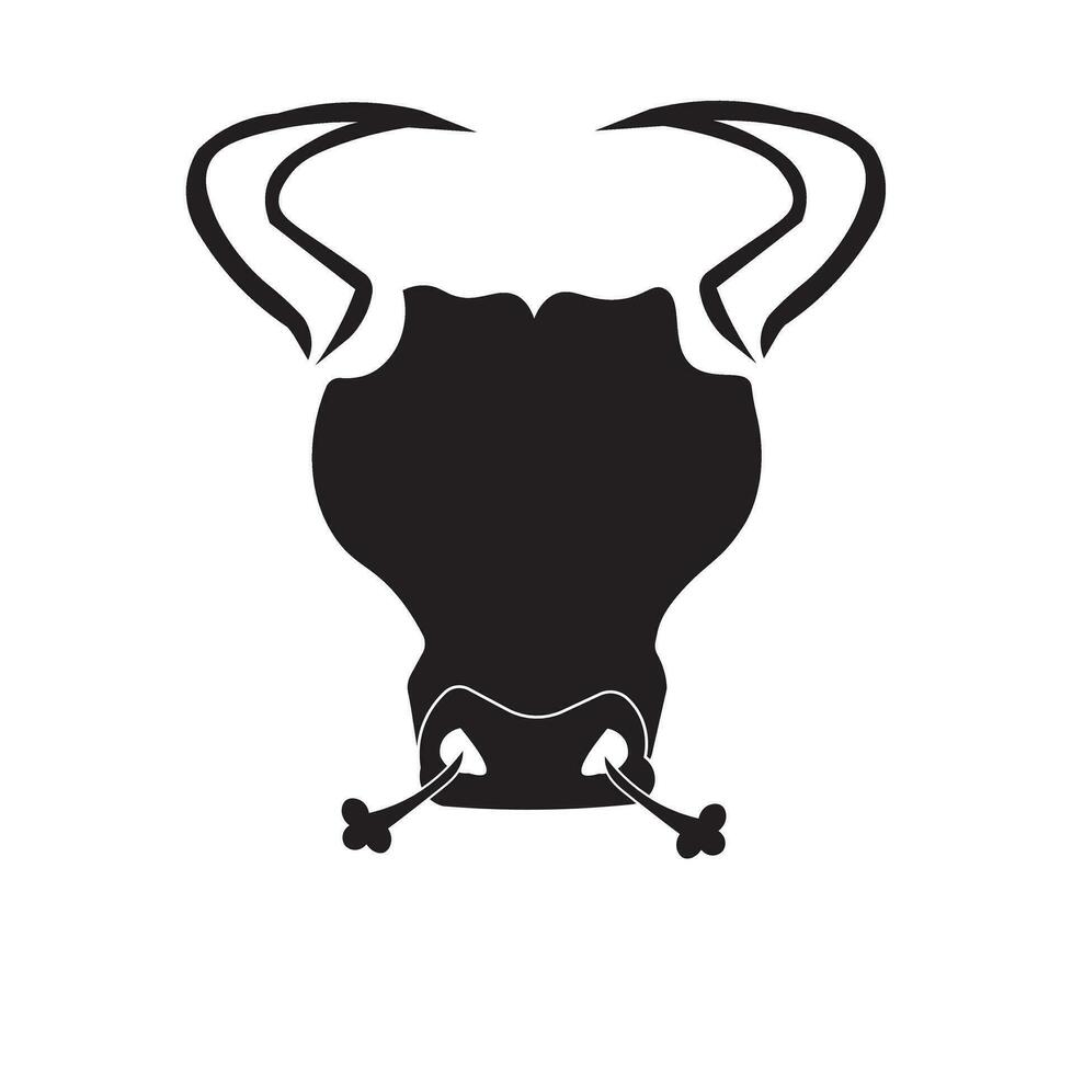 Stier Kopf Logo Design Vektor Illustration. wütend Stier. mit ein Silhouette Stil. geeignet zum Logo, Symbol, Unternehmen, Gemeinschaft, T-Shirt Design, Webseite, Konzept.