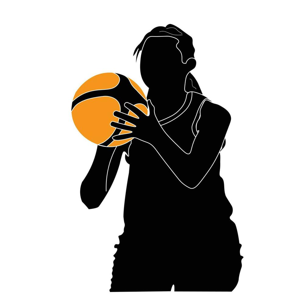 3d Logo Design Vektor Illustration. Silhouette von Basketball Athlet und Basketball Ball. geeignet zum Basketball Sport Logos und Symbole, T-Shirt Entwürfe, Poster, Anzeige, Aufkleber.