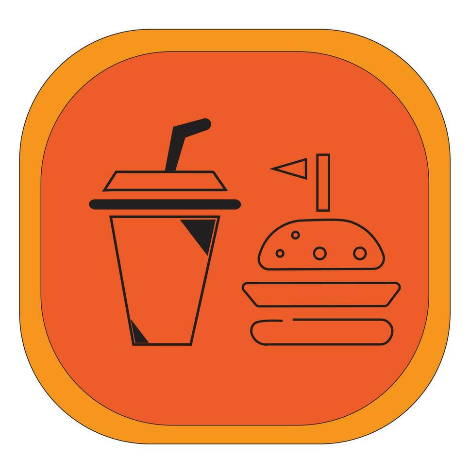 3d Logo Design Vektor Illustration. Burger und frisch Getränke. mit schwarz und Weiß Linie Stil. Müll Essen Speisekarte. Restaurant. geeignet zum Symbole, Logos, T-Shirt Designs