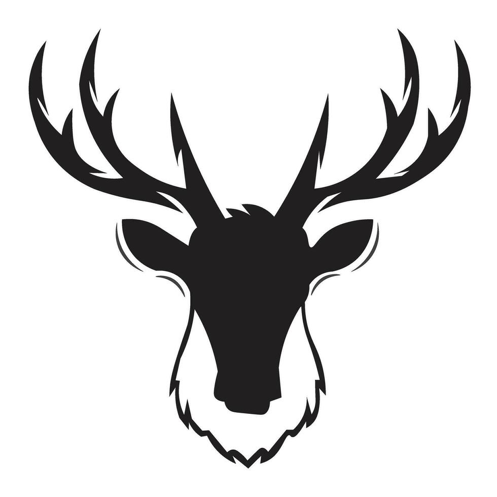 3d Logo Design Vektor Illustration. Hirsch Kopf mit schwarz und Weiß Silhouette Stil. wild Tier. geschützt Tier. gefährdet Tiere. geeignet zum Logos, T-Shirt Entwürfe, Poster, Anzeige