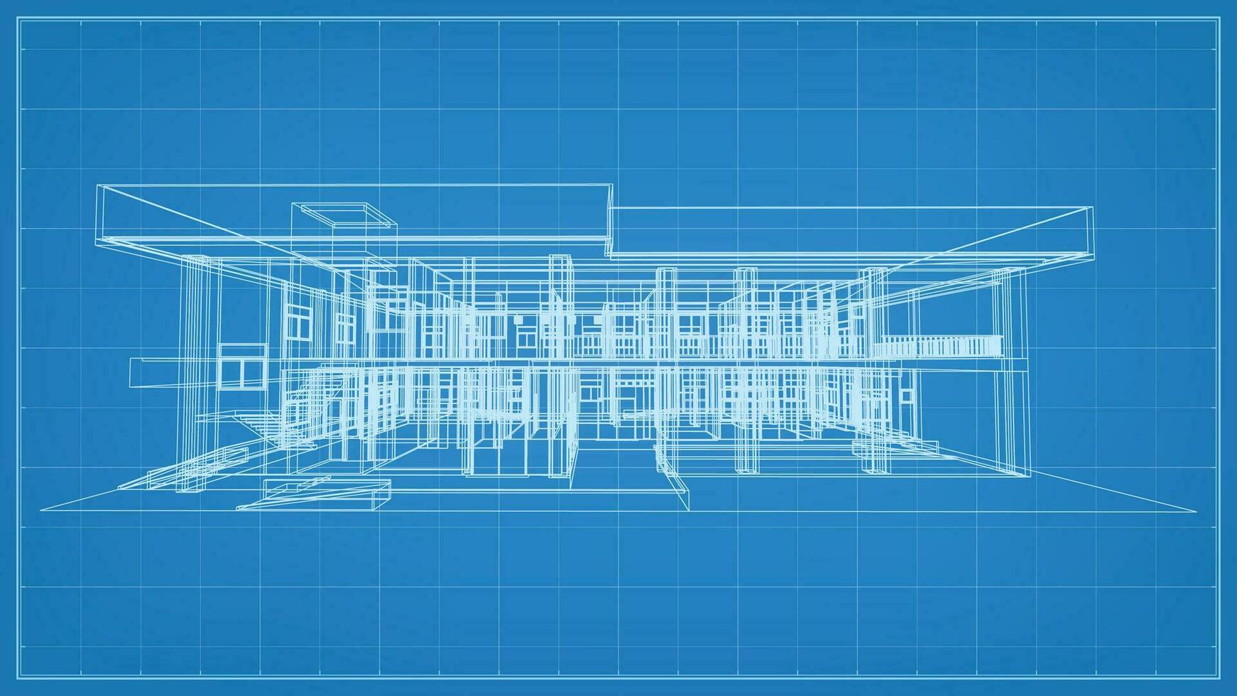 3d Perspektive machen von Drahtmodell architektonisch Konstruktion. 3d Gebäude Drahtmodell. Vektor. vektor