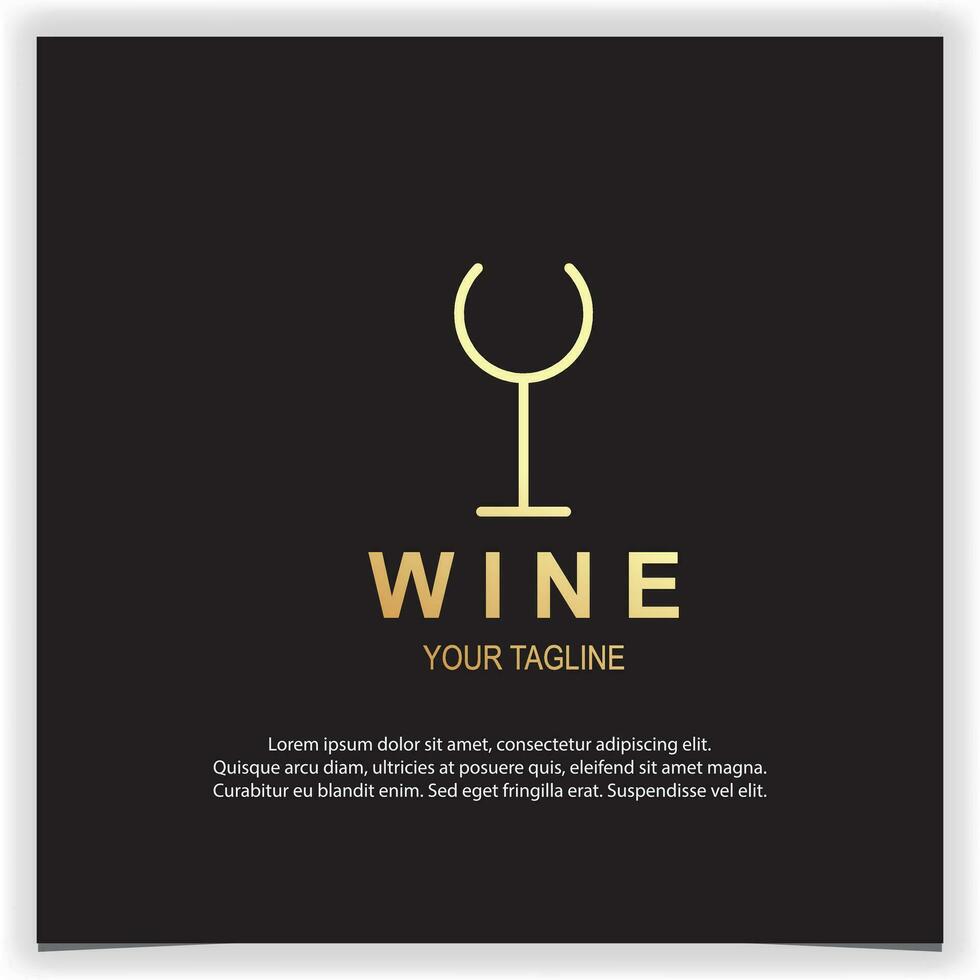 vinglas lyx guld bägare vin dryck glas silhuett logotyp design kreativ premie elegant mall vektor eps 10