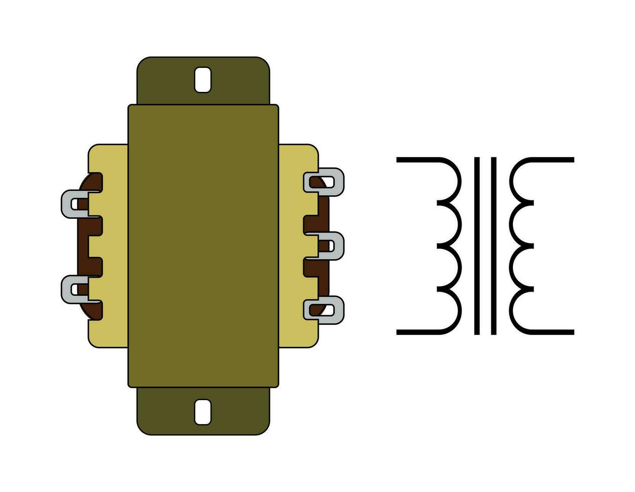 elektrisk transformator och symbol vektor