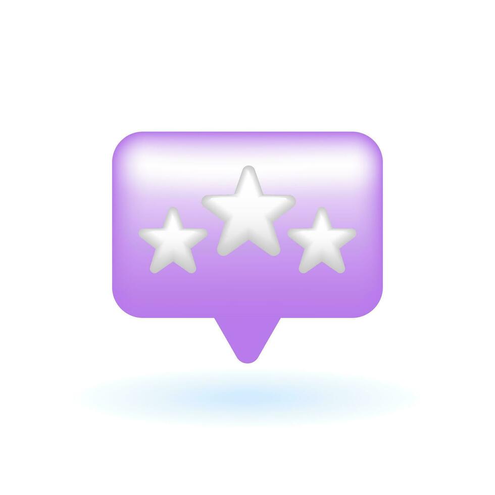 3d Star Bewertung Rezension Rede Blase Symbol. Marketing online Einkaufen Konzept. glänzend Glas Plastik Pastell- Farbe. süß realistisch Karikatur minimal Stil. 3d machen Vektor Symbol ux ui isoliert Illustration.