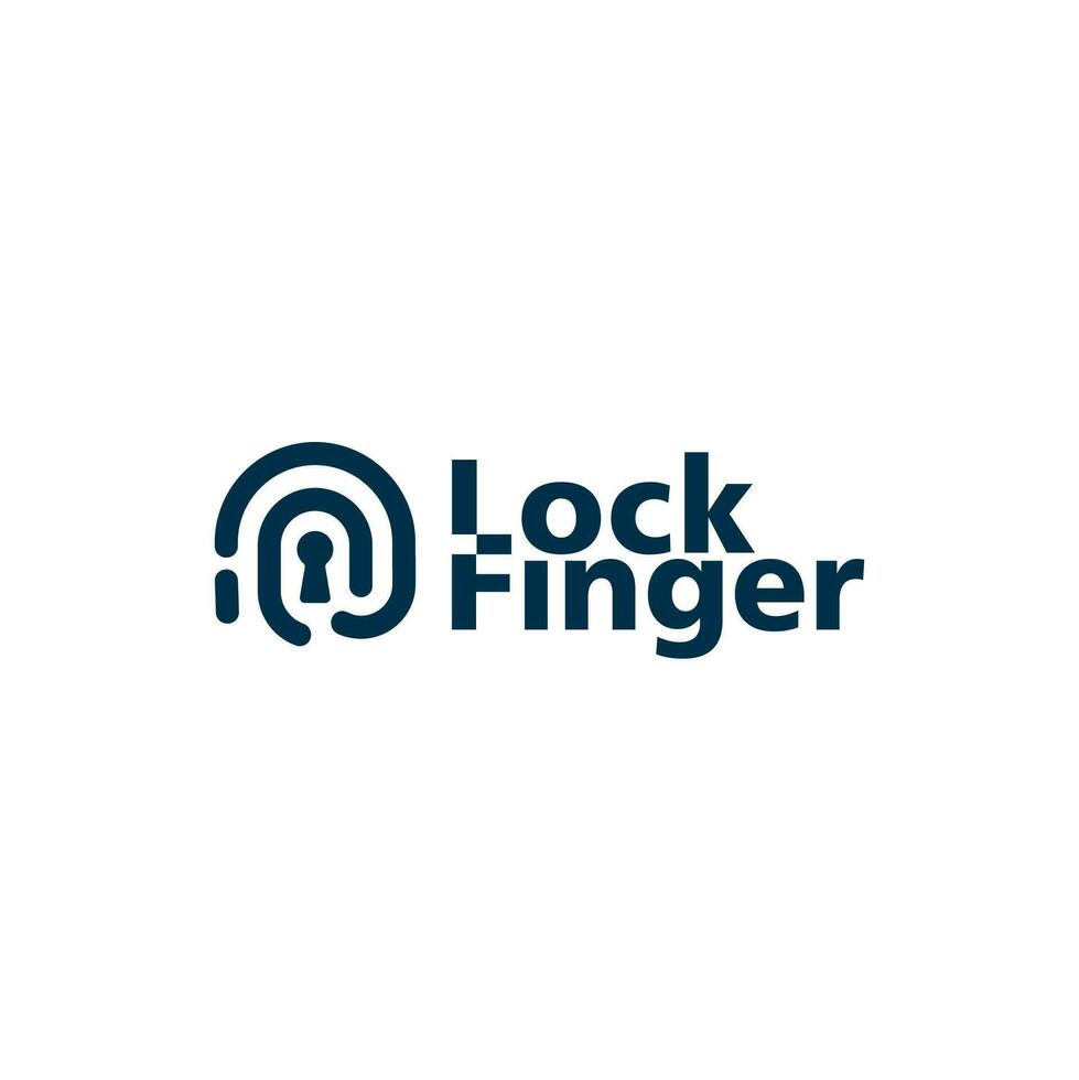finger skriva ut fingeravtryck låsa säkerhet säker logotyp vektor illustration ikon