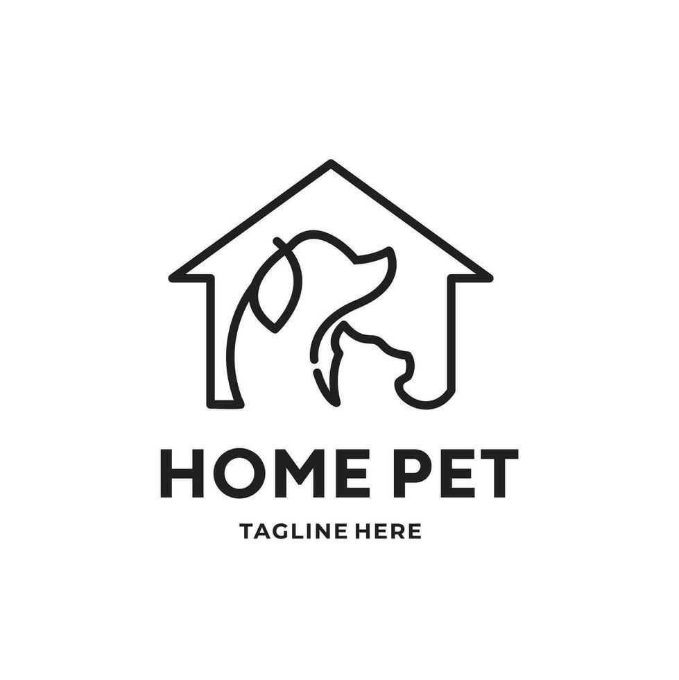 hund katt sällskapsdjur hus vård Hem logotyp hipster vektor ikon illustration