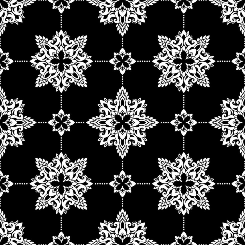 damast- sömlös mönster. bra vektor traditionell orientalisk svart och vit prydnad