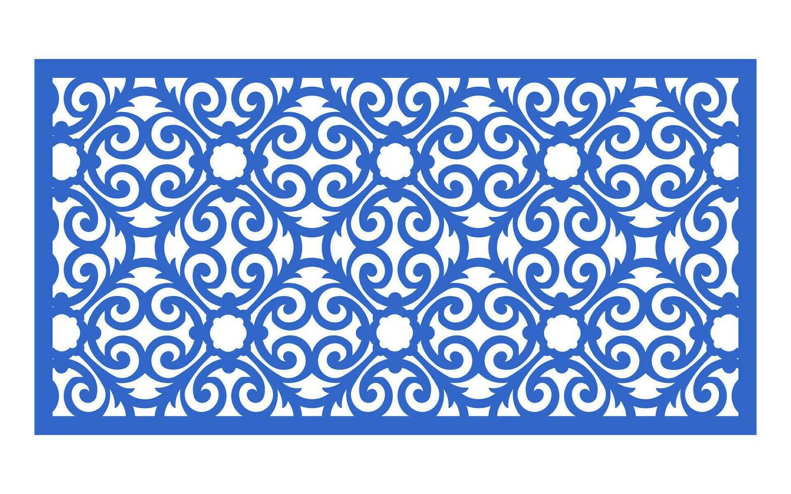 dekorativ blå mönster, islamisk, blommig och geometrisk mall för cnc laser skärande vektor