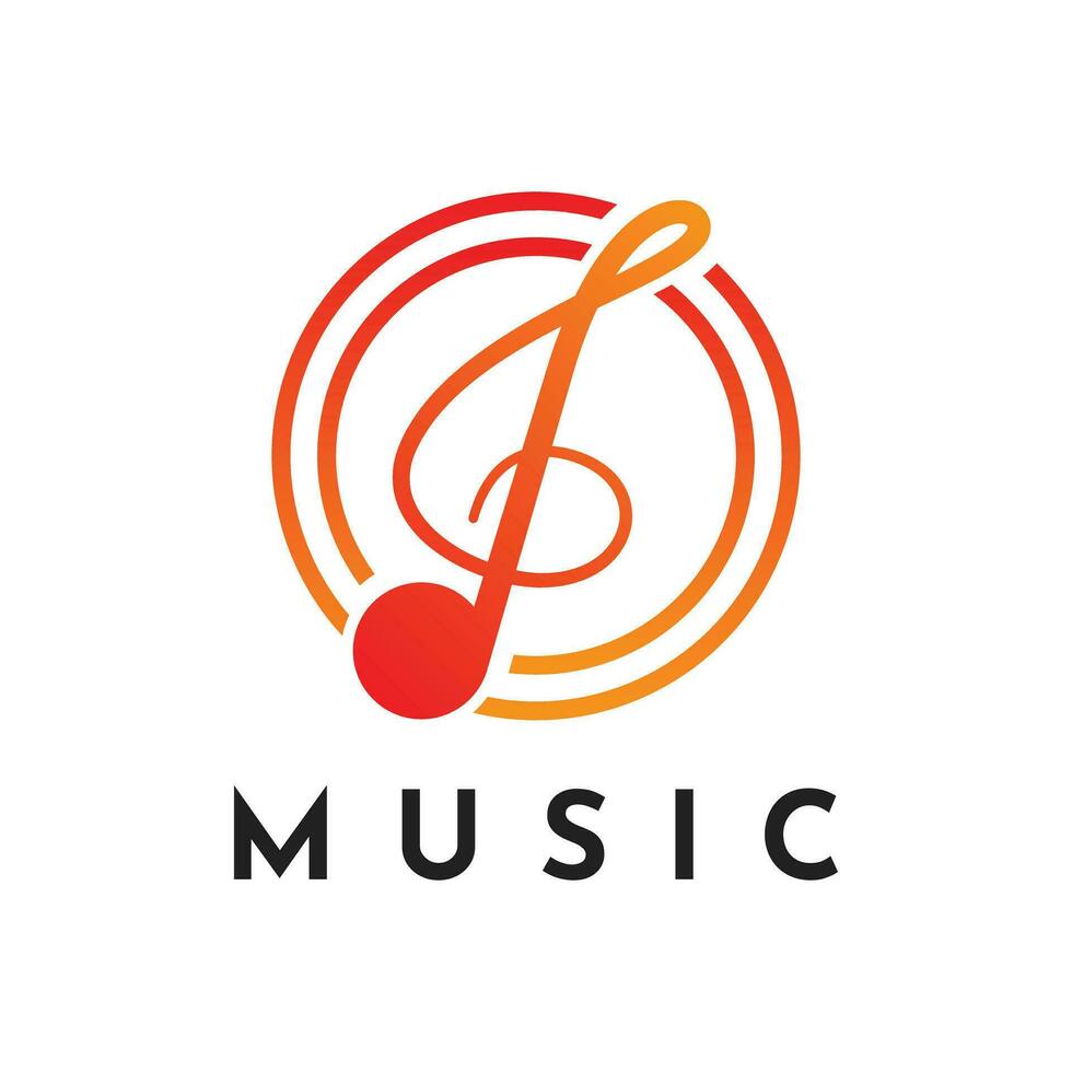 logotyp design aning musik notera linje lutning med cirkel vektor