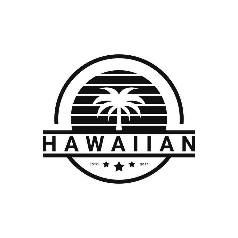 årgång retro hawaiian logotyp design aning vektor